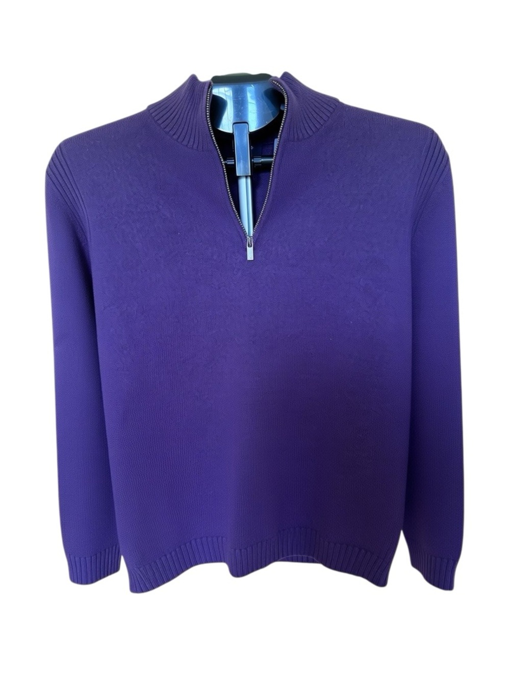 Façonnable 100% Merino Wool Quarter Zip Pullover Sweater Women's Medium Purple